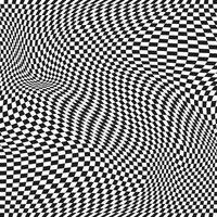 Seamless checkered pattern. Distorted optical illusion banner. Op art checkered curved pattern. vector