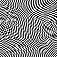 Seamless checkered pattern. Distorted optical illusion banner. Op art checkered curved pattern. vector