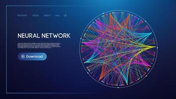 Neural network lines digital technology background. Big data and data science vector