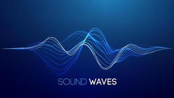 Sound wave blue technology background. Music wave futuristic big data background. vector