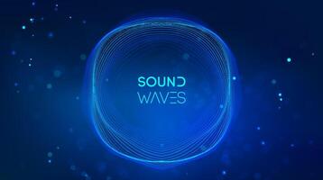 Sound wave circle visualization on blue background. vector