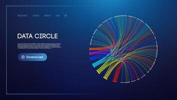 Data circle line flow and future technology. Data stream cloud network. vector