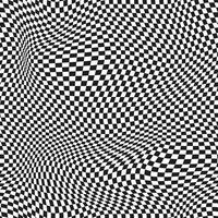 Seamless checkered pattern. Distorted optical illusion banner. Op art checkered curved pattern. vector