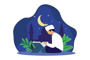 Ramadán kareem plano diseño ilustración vector