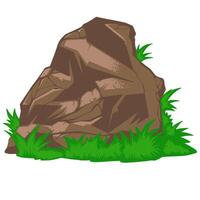 stone Grass Illustration Vector. Element Rock Grass vector