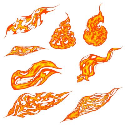Fire Element Set. Flames Element Vector