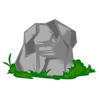 stone Grass Illustration Vector. Element Rock Grass vector