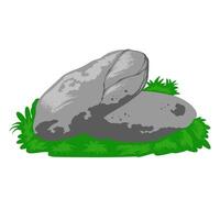 stone Grass Illustration Vector. Element Rock Grass vector