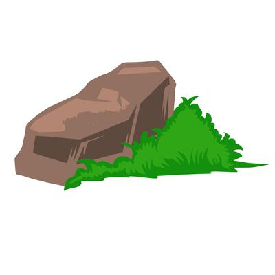 stone Grass Illustration Vector. Element Rock Grass