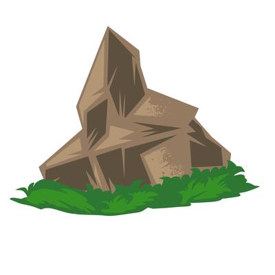 stone Grass Illustration Vector. Element Rock Grass