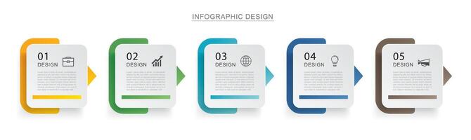 5 data infographics timeline tab paper index template. Illustration abstract background. vector