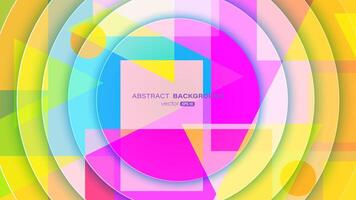 Abstract background decoration with colorful geometric shapes and shadow circles overlapping. Modern vector template design