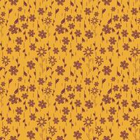seamless pattern with red flowers and floral elements on a yellow background vector