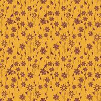 seamless pattern with red flowers and floral elements on a yellow background vector