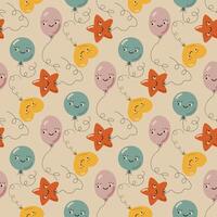 Seamless pattern with funny balloon characters vector illustration