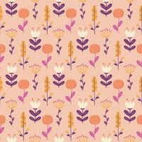 bright multicolored seamless pattern with different flowers vector illustration