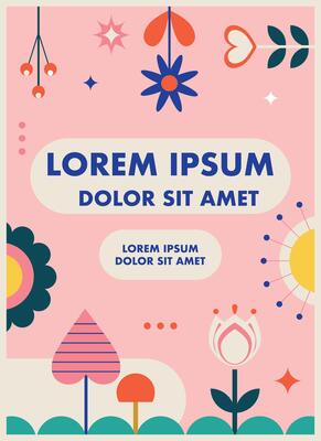 a bright poster template with geometric flowers for events