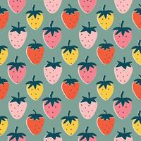 bright multicolored seamless pattern with strawberries vector illustration
