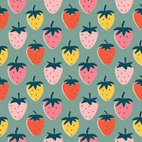 bright multicolored seamless pattern with strawberries vector illustration