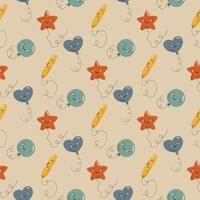 Seamless pattern with funny balloon characters vector illustration