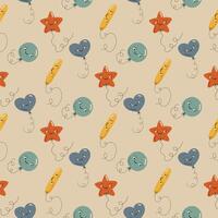 Seamless pattern with funny balloon characters vector illustration