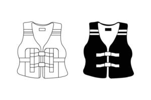 Vector illustration of life jacket. Life jacket icon set isolated on white background.