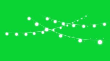 Light Garland, Stock Overlay 4k Video, of the elements with the alpha channel, 3D abstract light motion loop animation, Chroma key, celebration concept, Christmas animated green screen background video