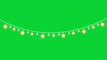 Light Garland, Stock Overlay 4k Video, of the elements with the alpha channel, 3D abstract light motion loop animation, Chroma key, celebration concept, Christmas animated green screen background video