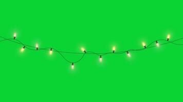 Light Garland, Stock Overlay 4k Video, of the elements with the alpha channel, 3D abstract light motion loop animation, Chroma key, celebration concept, Christmas animated green screen background video