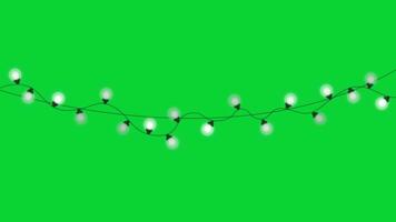 Light Garland, Stock Overlay 4k Video, of the elements with the alpha channel, 3D abstract light motion loop animation, Chroma key, celebration concept, Christmas animated green screen background video