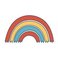 Retro groovy rainbow. Colorful cartoon psychedelic 60s, 70s style. Minimalistic old-fashioned art design. vector