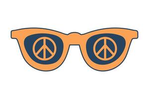 Retro groovy hippie sunglasses. Colorful cartoon psychedelic 60s, 70s style. Minimalistic old-fashioned art design. vector