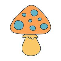 Retro groovy hippie mushroom. Colorful cartoon psychedelic 60s, 70s style. Minimalistic old-fashioned art design. vector