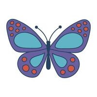 Retro groovy butterfly. Colorful cartoon psychedelic 60s, 70s style. Minimalistic old-fashioned art design. vector