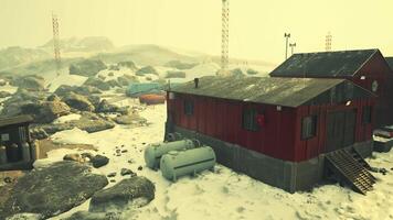 antarctic base set in a natural harbor in front of the Antarctic Peninsula video