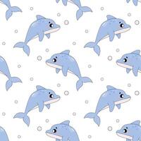 Summer seamless pattern, sea world, cute dolphin . for fabric or wrapping paper vector