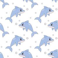 Summer seamless pattern, sea world, cute dolphin . for fabric or wrapping paper vector