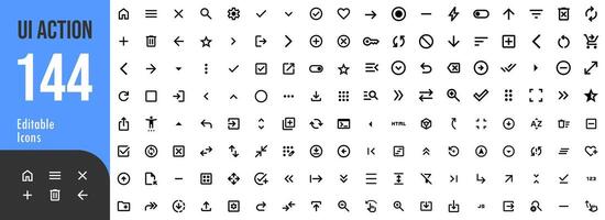 Outlined Material Design Icons for UI Symbols vector