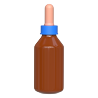 3d realista botella con cuentagotas para suero, aceite, medicamento, etc. png