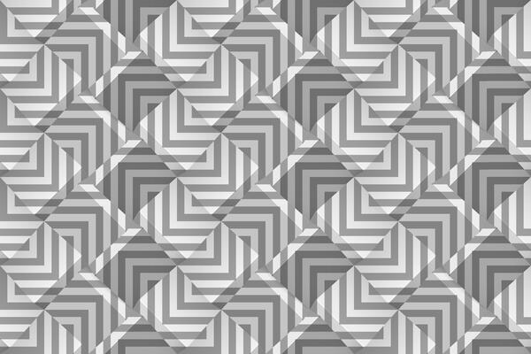 Monochrome geometric seamless pattern with gray strips. Template for wallpapers, textile, fabric, wrapping paper, backgrounds. Vector texture with an optical effect. Vector illustration with 3d cubes.