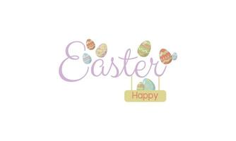 The letter or word of Happy easter day with the easter eggs isolated on white background for presentation, web banner, article, greeting card isolated on white background. vector