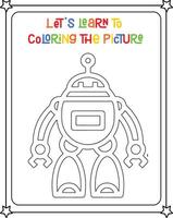 Drawing vector coloring book illustration robots