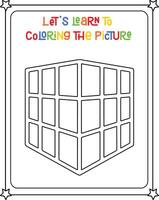 Drawing vector coloring book illustration Rubik cube