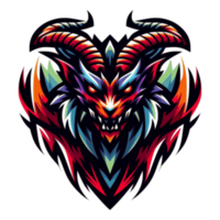 AI generated head of demon with horns.  suitable for an esport or gaming logo png