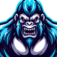 AI generated gorilla with red eye, half body png