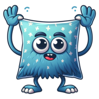 AI generated cartoon pillow character with hands up pose png