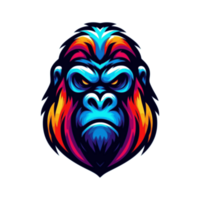 AI generated illustration of a head gorilla. suitable for a logo. available in PNG