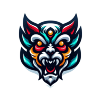 AI generated colorful tiger head suitable for a logo esport gaming available in PNG