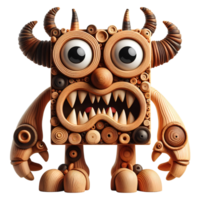 AI generated cute wooden monster png