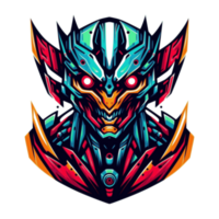 AI generated head of villain robot suitable for T Shirt Design available in PNG